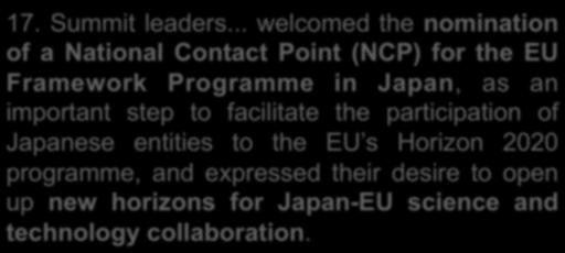 facilitate the participation of Japanese entities to the EU s