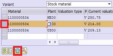 The example below shows three lines for one material, with each plant having its own unique valuation for the same material (if the user is