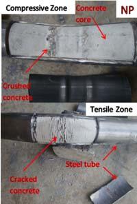 tensile zones was removed in order to reveal the concrete cracking and crushing pattern