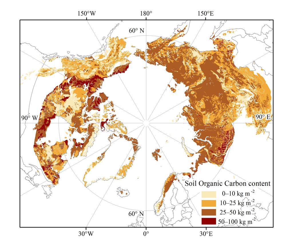 Frozen soil carbon stores Permafrost soils contain around 1,672 Pg carbon