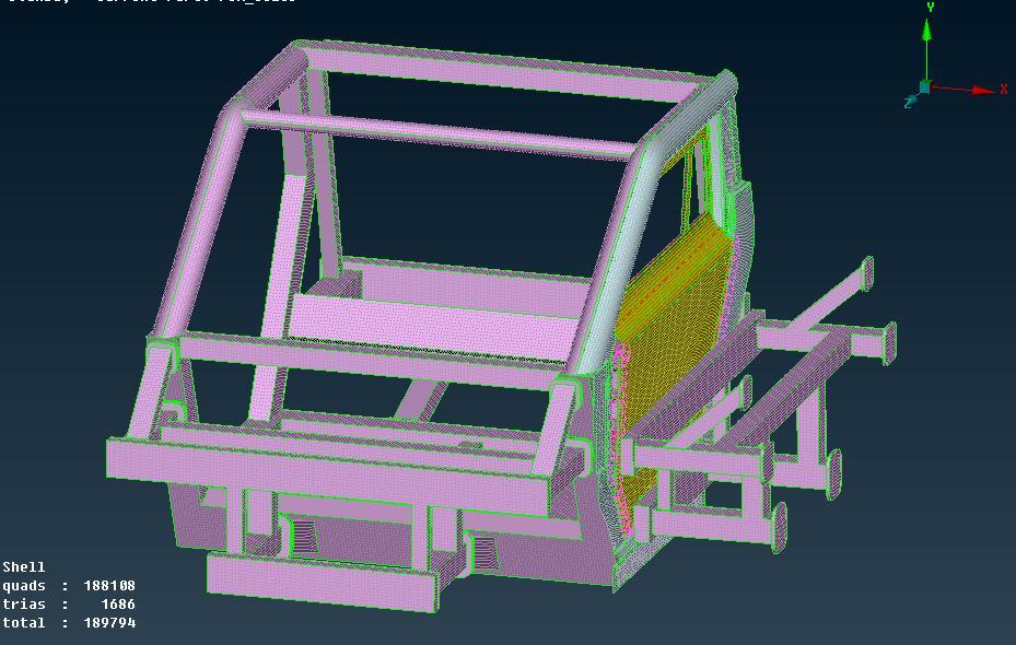 5. RESULTS Figure 5 - Created finite element model with impactor in ANSA After several simulation and redesign phase continuous improvements, a final solution was reached, ensuring high component