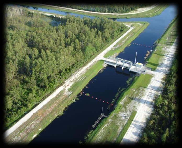 This structure, currently in operation since 2007, provides SFWMD the ability to raise the water level of the Loxahatchee Slough ultimately to a historic level.
