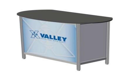 11 wide x 20 deep x 40 high Optional front graphic 20 wide x 30 high. Additional cost $90.00 Counter Kit 129 Fan counter $701.