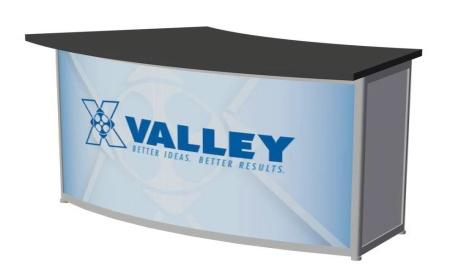 11 wide x 20 deep x 40 high Optional front graphic 20 wide x 30 high. Additional cost 90.00 Counter Kit 129 Fan counter 701.