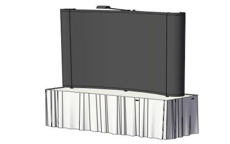 00 Classic expandable frame covered with black (Velcro compatible) fabric panels, one halogen stem light and one 6ft skirted table included.
