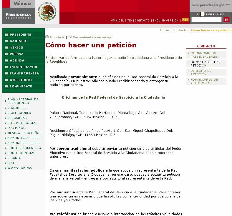 KM in Mexico: some examples Process of information exchange with civil society Citizen