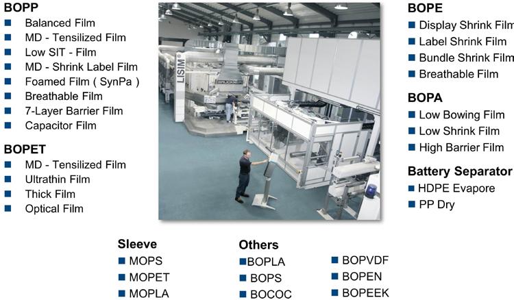to the products with low impact on production cost. A wide range of film types has been developed and tested in the past on this pilot line, which is summarized in Fig. 7.34.