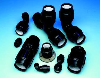 Fittings Fittings used with Vinidex PE pipe systems depend on the diameter and the end use application of the pipes.