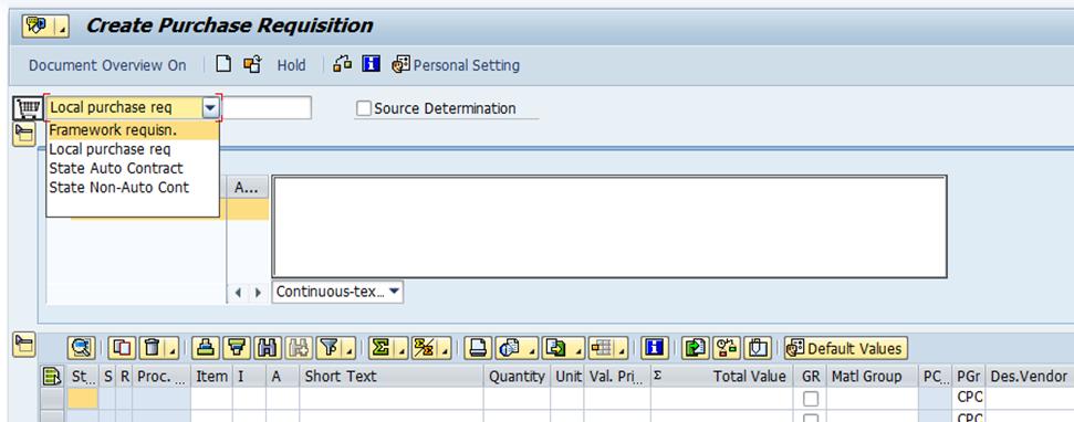 Create a Limit Framework Requisition Enter transaction code ME51N in main menu search field.