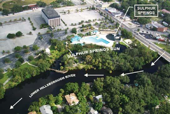 Figure 3. Sulphur Springs Run connects Sulphur Springs with the Lower Hillsborough River. The spring water contributes to decreasing Lower Hillsborough River salinity. Figure 4.