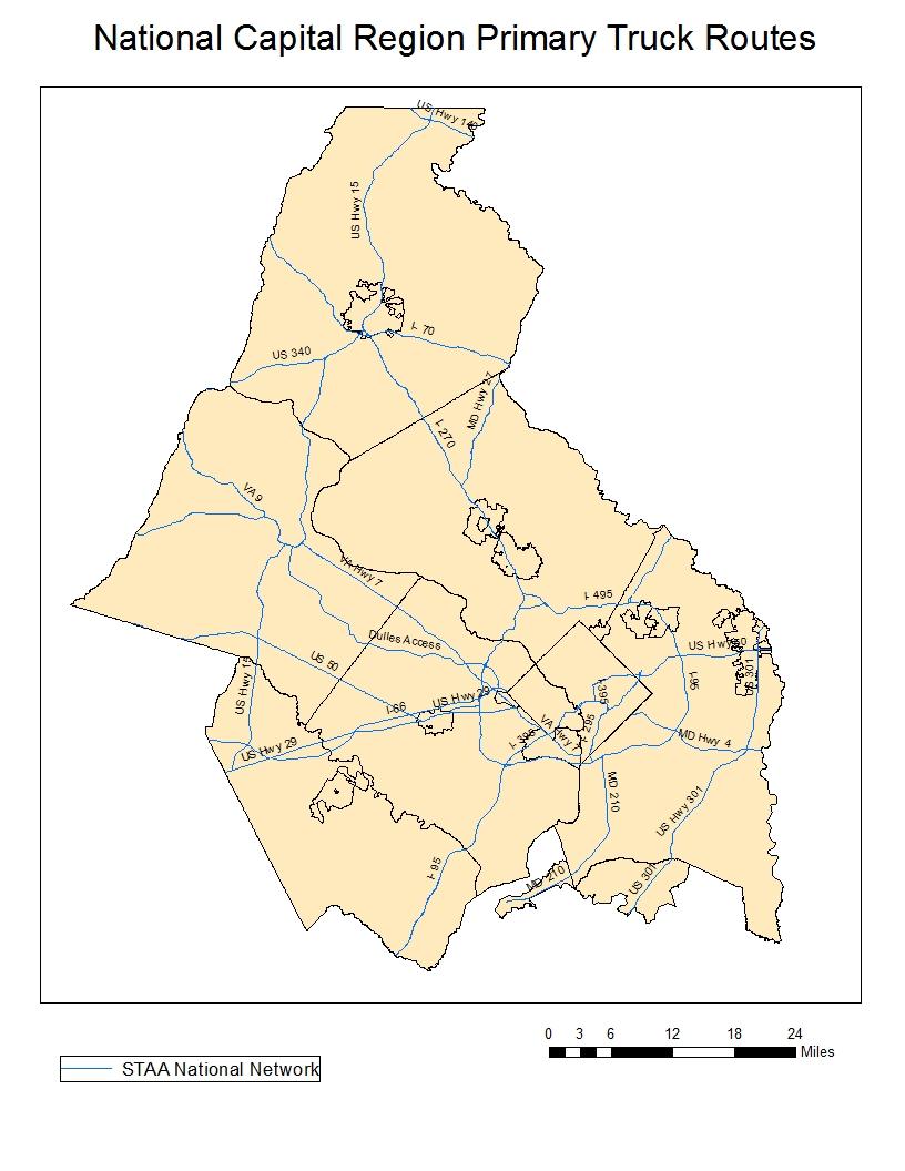 Figure 4-6: Surface Transportation Administrative Act Truck Routes Source: Data compiled from District of Columbia Motor Carrier
