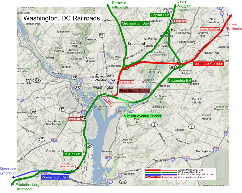 Figure 4-9: Map of Washington DC Railroads (Source: