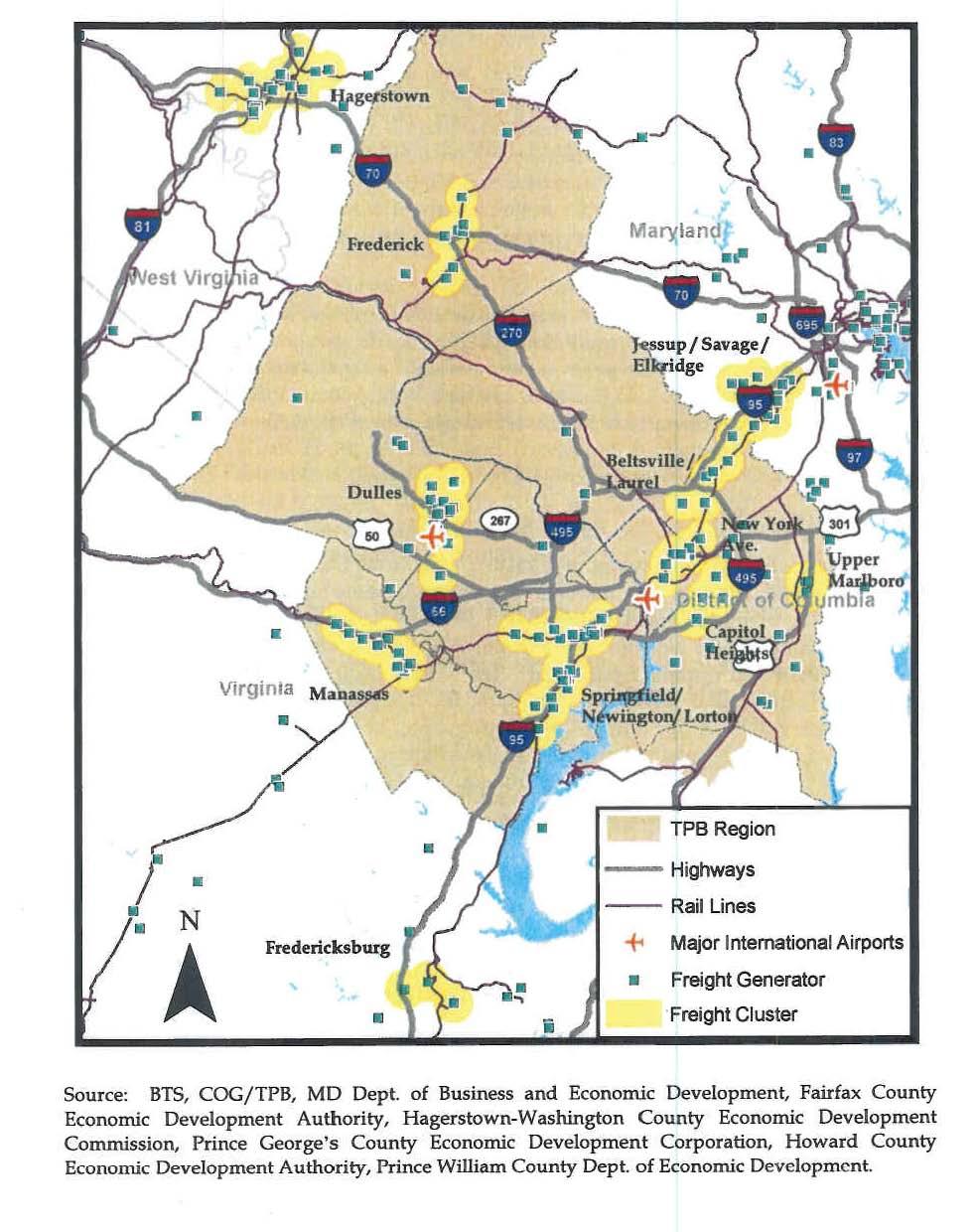 Figure 6-1: National Capital Region Freight Generators and Freight Clusters * Cambridge Systematics