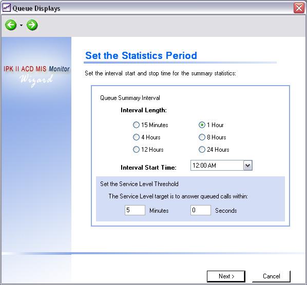 NEC Unified Solutions, Inc. Document Revision 1 The following menu prompts the user to define the interval length and start time to be used for this display.