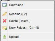 Files and folders are managed by using the context menu.