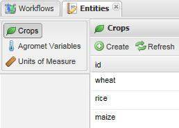 Task 5: Entities Configuration section for: Crops Agromet