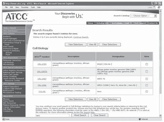 General Information How to Search the ATCC Website Other website resources In addition to listing the cell lines available from ATCC, the website is also a resource for technical literature, material
