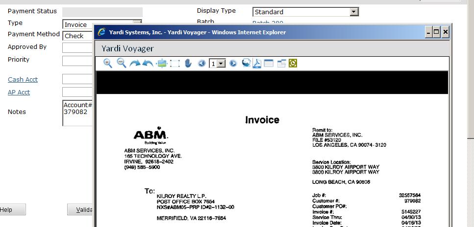 View the invoice in a separate window View