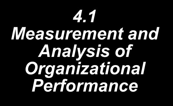 Information and Analysis 4.1 Measurement and Analysis of Organizational Performance 4.