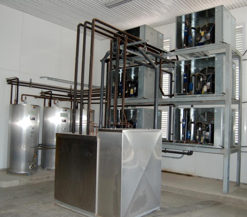 closed-loop process: Thermal heat from the condensers used for cooling milk is recovered to pre-heat the water to 49C.