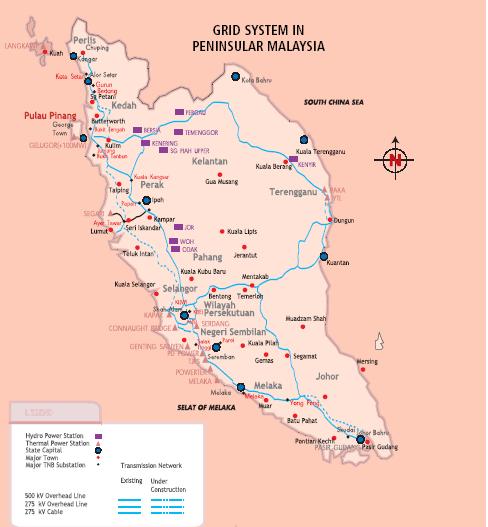 MAJOR GENERATION STATIONS IN PENINSULA MALAYSIA MAJOR SYSTEM GRID IN PENINSULA MALAYSIA TEWA GT 2x34MW (Distillate) TTPC CCGT 650 MW (Gas) L E G E N D POWER STATION Hydro Thermal GLGR CCGT 330 MW Gas