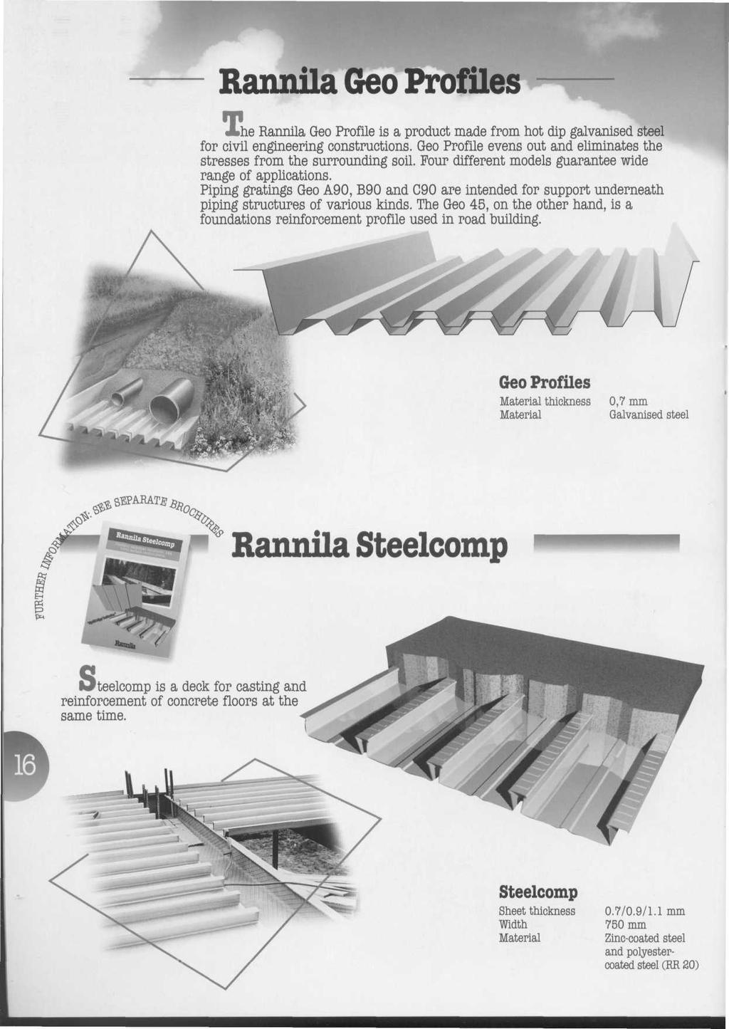 Rannila Geo Profiles he Rannila Geo Profile is a product made from hot dip galvanised steel for civil engineering constructions.