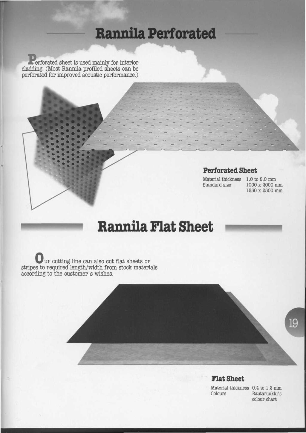 Rannila Perforated JTerforated sheet is used mainly for interior cladding. (Most Rannila profiled sheets can be perforated for improved acoustic performance.
