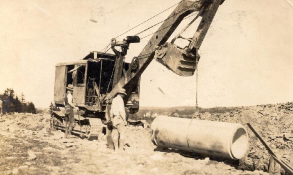 ENVIRONMENTAL BENEFITS Water transmission main installation using a cable excavator (1930s) Water quality sampling The importance of protecting the environment during construction and operation of