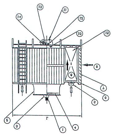 1.Motor 9. Air 2.Fan Stack 10. Overflow 3. Speed Reducer 11. Drain 4.Fan 12. Manual Make -Up 5.Distribution Pan 13. Automatic Make-Up 6.Distribution System 14. Outlet 7.Louver 15. Fill 8. Water 2.