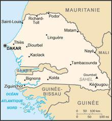Senegal is bounded by: Atlantic ocean in