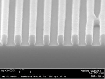Lithography with resist A and BSI.W09008 through-peb, 130-nm L/260-nm P at best focus.