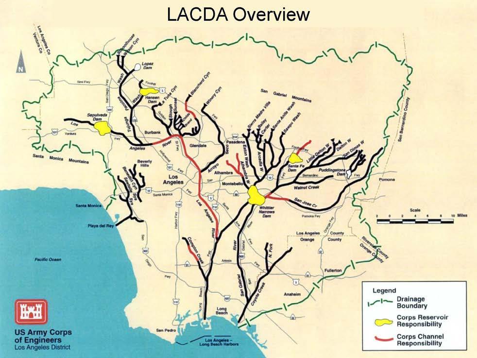 The Corps has a portion of O&M responsibility for the Los Angeles County Drainage Area (LACDA) Project.