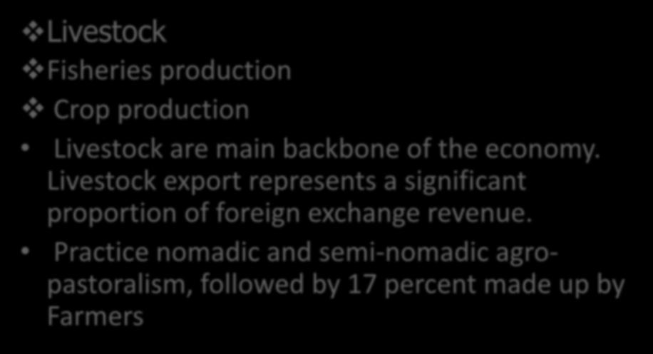 Livestock export represents a significant proportion of foreign exchange