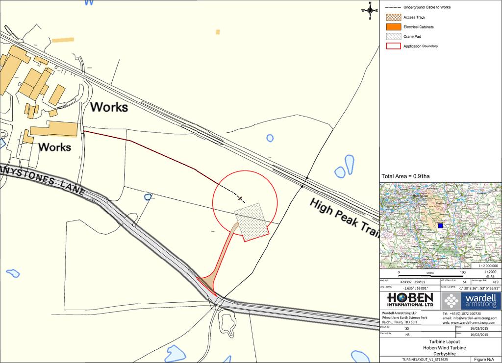 The Project Hoben International Ltd proposes to develop a single 500kW wind turbine at their Manystones Lane site near Brassington.