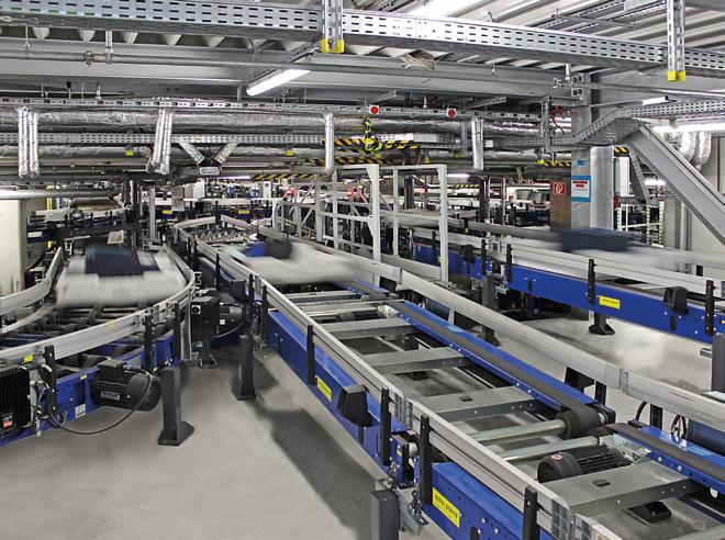 The plan was to replace the existing tilt-tray sorter and conventional belt conveyors with a more advanced solution whilst retaining the layout: a central spine connecting three concourses within a