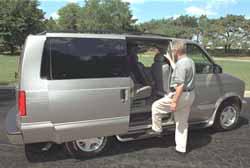 The step-assist on the 2002 GMC Safari (shown) and Chevrolet Astro