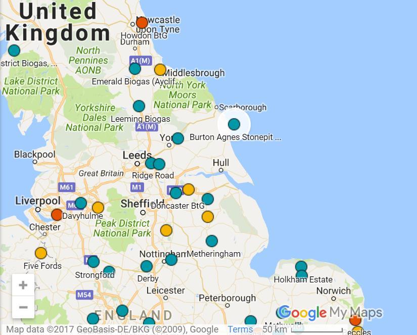 UK Biogas & Biomethane Projects 2017 Find maps on www.r-e-a.
