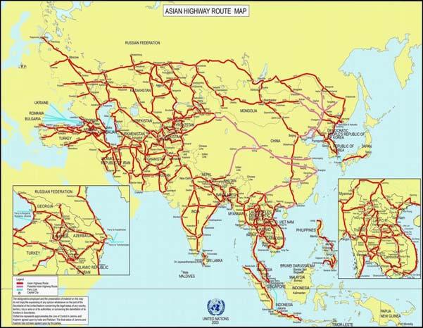 The Building Blocks Asian Highway & Trans-Asian Railway networks Asian Highway Network Trans-Asian Railway Network 141,000 km 32 countries