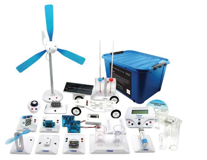 JUNIOR KITS FCJJ-37 REABLE ENERGY SCIENCE KIT Understand the key principles of a clean energy technology network by studying it on a miniature scale. Power your own solar powered electrical circuit.