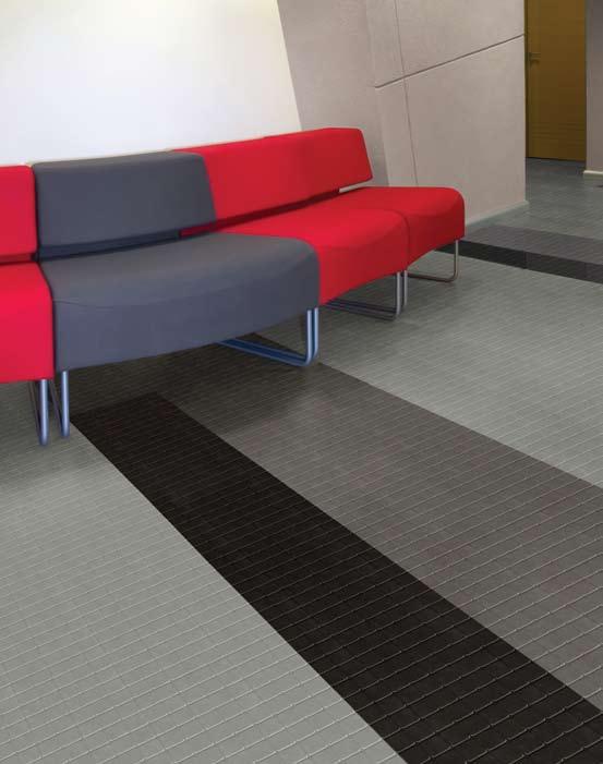 featured: COLOR SCAPE RUBBER Mannington Premium Rubber Flooring products offer a vinyl alternative with superior performance in tile, stair treads, or wall base.