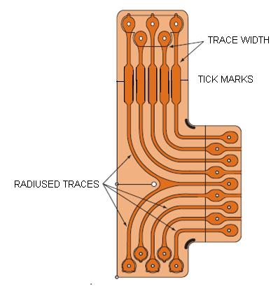 through holes to maintain their connection while the traces are not plated, allowing the circuit to have increased flexibility.