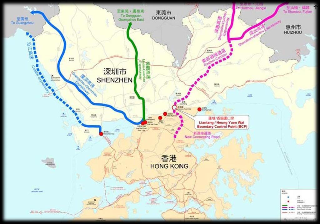 Future Development Liantang/Heung Yuen Wai Boundary Control Point Enhance passenger and cargo flows between Hong Kong/Shenzhen and the eastern part of Guangdong as well as