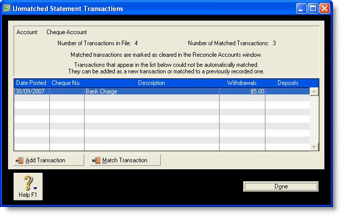 If you want to reconcile your account using a paper statement, you match each transaction in your bank statement to a transaction in this list.