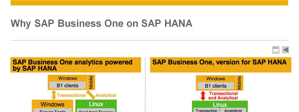 After enabling the analytical features powered by SAP HANA, you can do the following in SAP Business One: Perform enterprise searches based on the SAP HANA database using