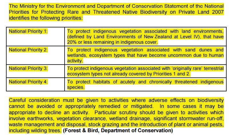 Ministry for the Environment - Biodiversity Planning and Management Research Plan Proposed Southland District Plan Other relevant objectives and policies Indigenous vegetation and habitats of