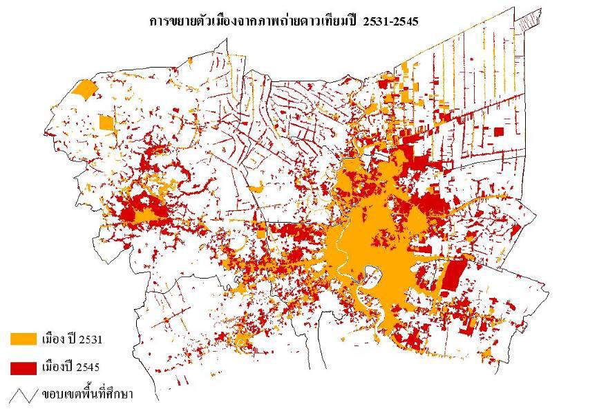 Bangkok Metropolis and Its Vicinity Satellite Image of Urban Area Expansion from 1988 to 2005 Pathumthani
