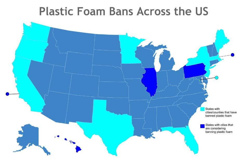 Sustainable Packaging on the Rise 12 States in U.S. with city bans on polystyrene packaging today.