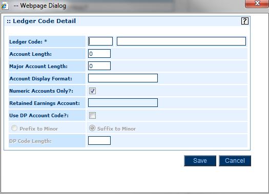 Module 2: Setting Up General Ledger 2. Click Ledger Codes, and then click Add to add a new record. Ledger Codes Format Setup 3. Complete the fields using the table below.