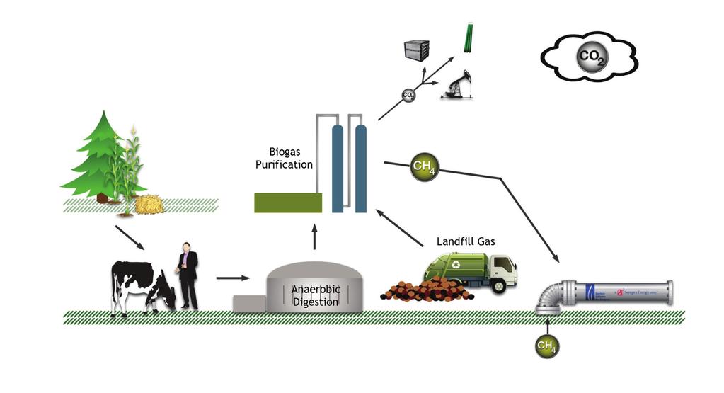 FIGURE 1: Sources of biogas in your community Water Scrubbing A simple and reliable technology, water scrubbing separates CO₂ from biogas and dissolves it in water through the absorption column.