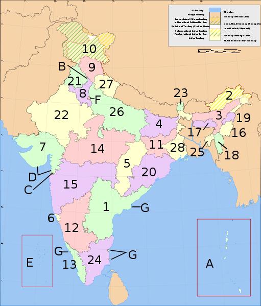India Type of Government India is a Federal Republic with an elected parliament. India has 28 states, and 7 union territories.